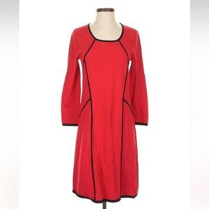Spense Elegant Red Dress with Black Trim size small